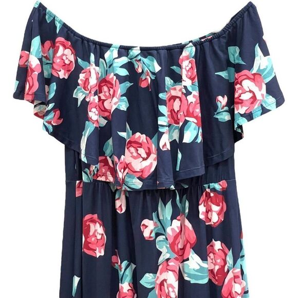 Kimi & Kai Women's Black & Red Floral Print Off-The-Shoulder M NWT - Picture 3 of 5